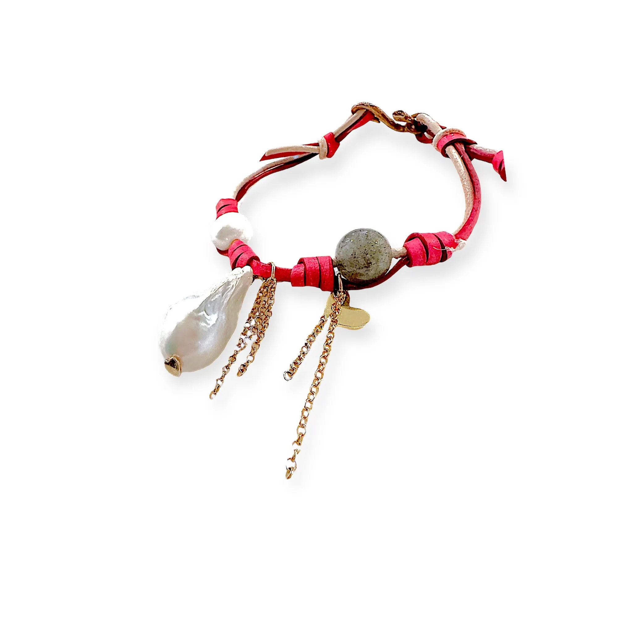 BARBIE DREAM BAROQUE PEARL GOLD HEART AND CHAIN ROCKSTAR ANKLET