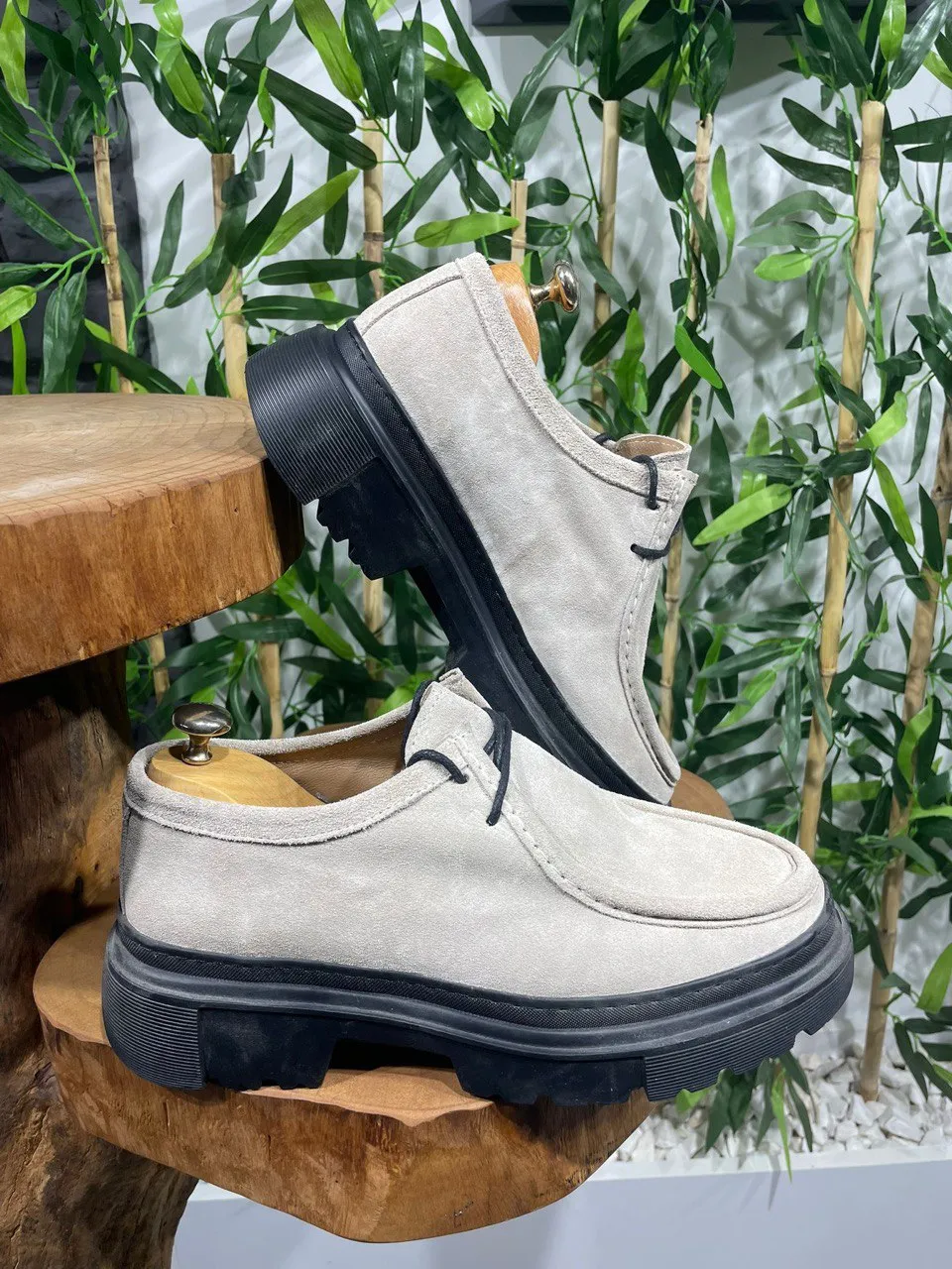 Beige Suede Casual High Sole Shoes