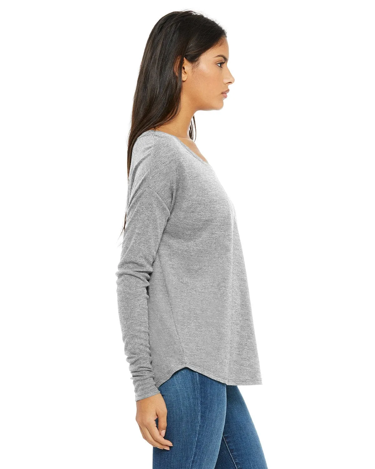 Bella Canvas Ladies Flowy Long Sleeve T-Shirt with 2x1 Sleeves