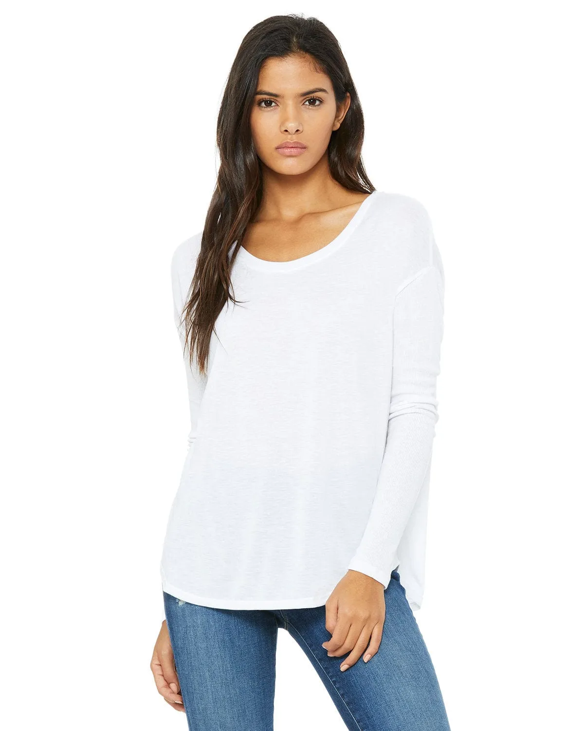 Bella Canvas Ladies Flowy Long Sleeve T-Shirt with 2x1 Sleeves