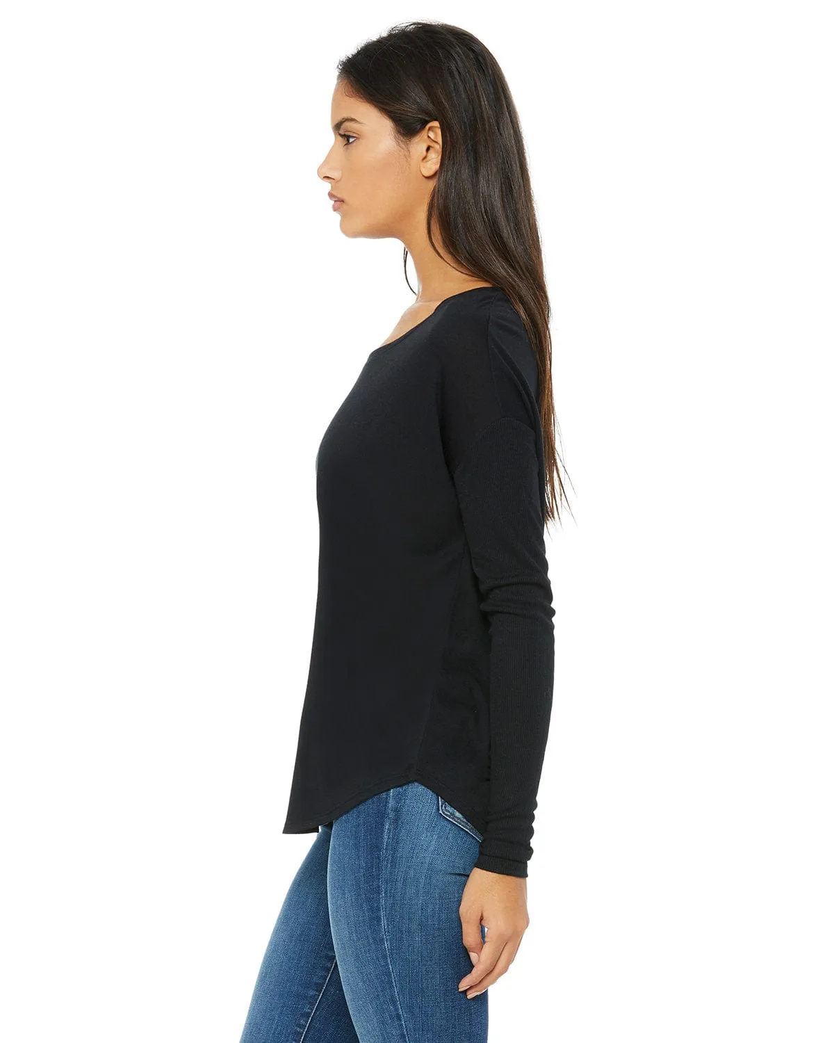 Bella Canvas Ladies Flowy Long Sleeve T-Shirt with 2x1 Sleeves
