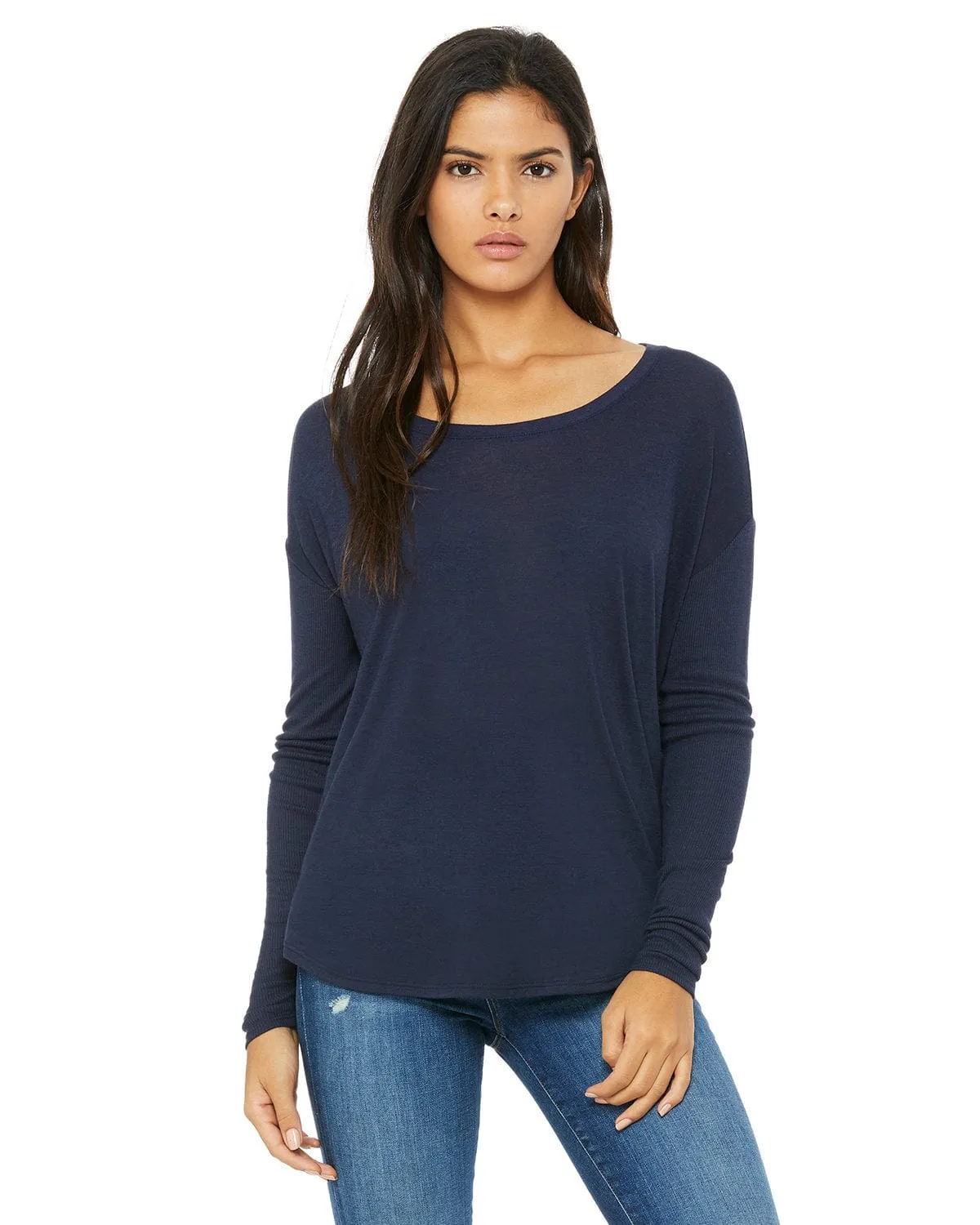 Bella Canvas Ladies Flowy Long Sleeve T-Shirt with 2x1 Sleeves