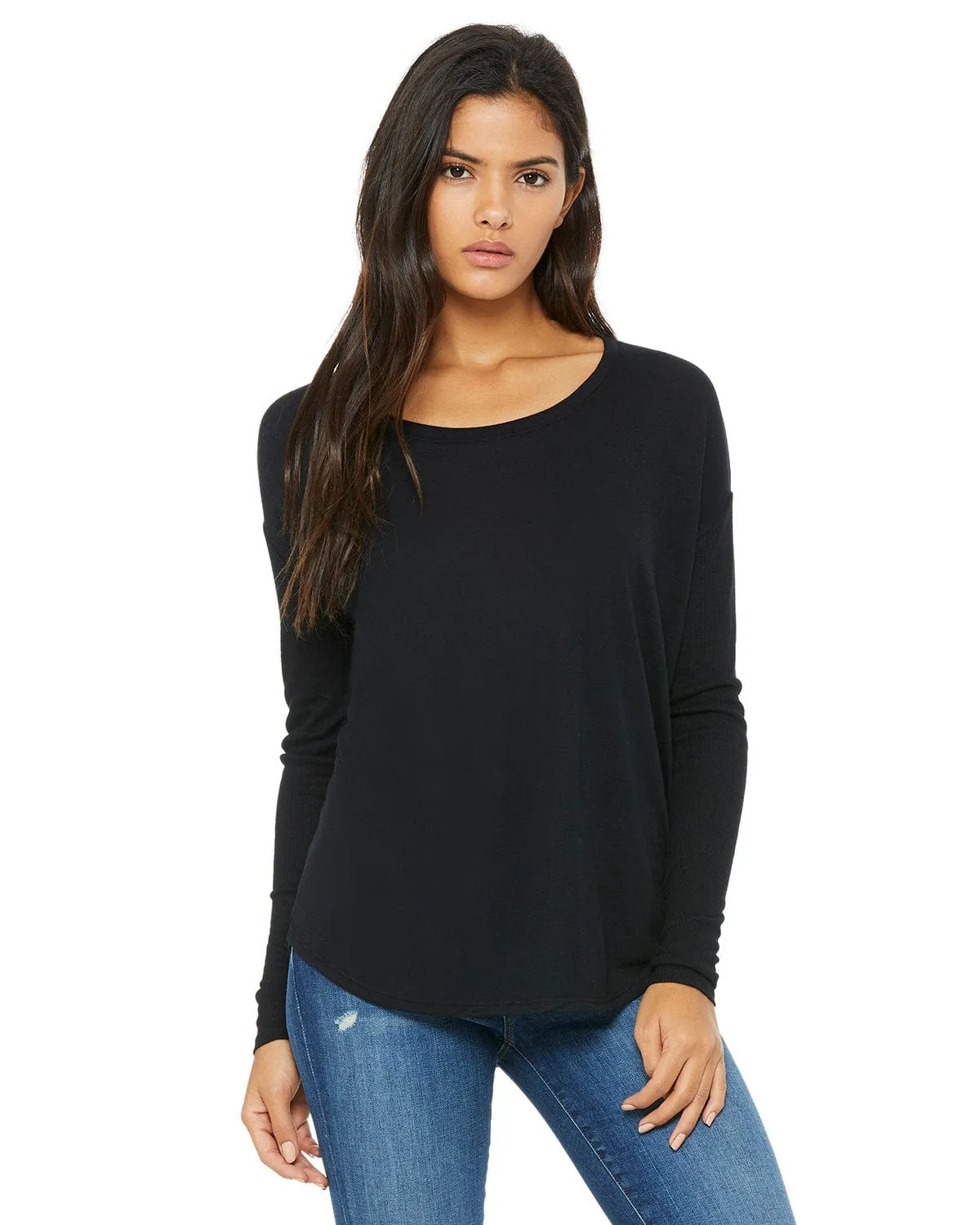 Bella Canvas Ladies Flowy Long Sleeve T-Shirt with 2x1 Sleeves