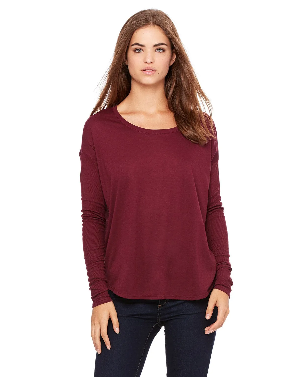 Bella Canvas Ladies Flowy Long Sleeve T-Shirt with 2x1 Sleeves
