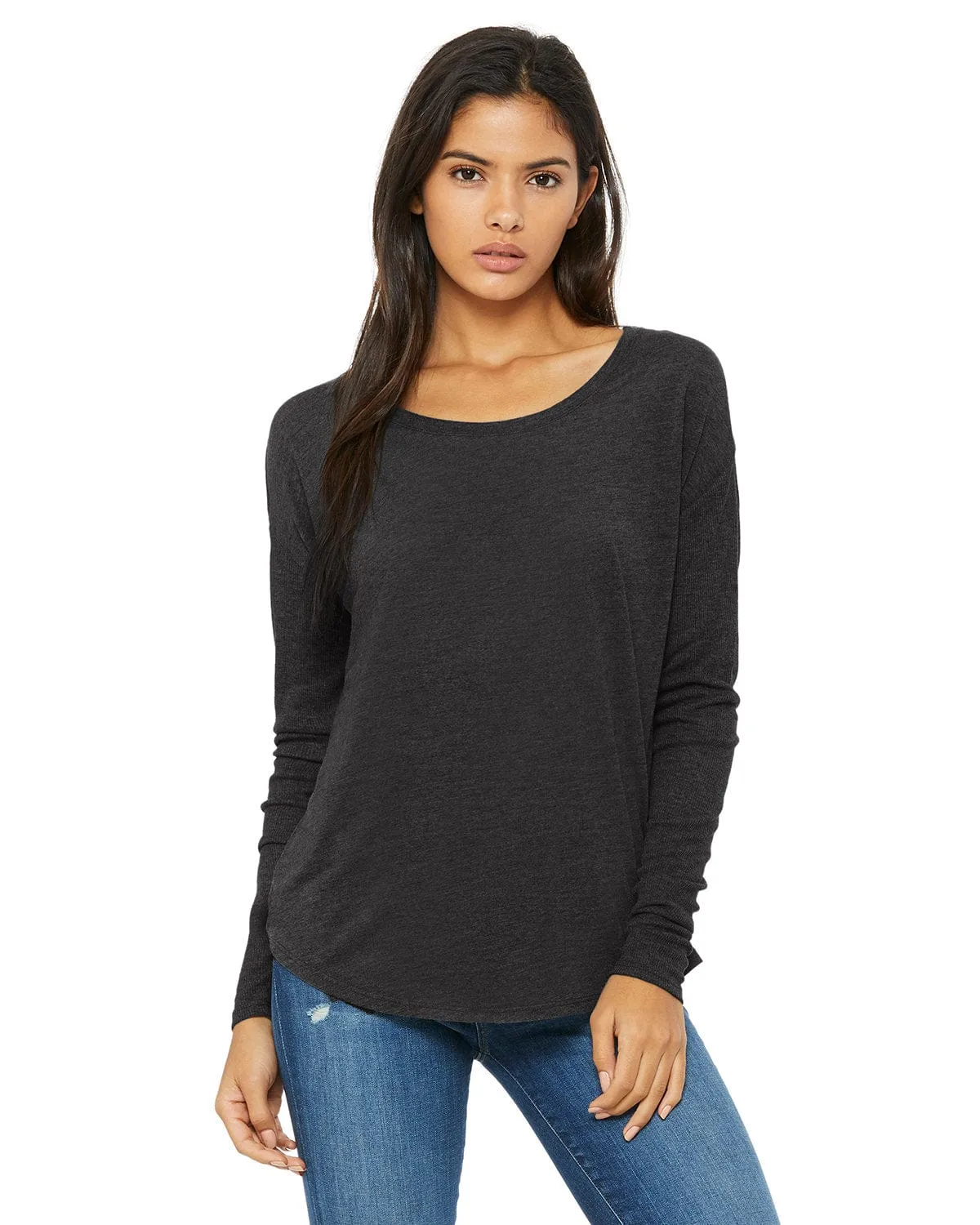 Bella Canvas Ladies Flowy Long Sleeve T-Shirt with 2x1 Sleeves