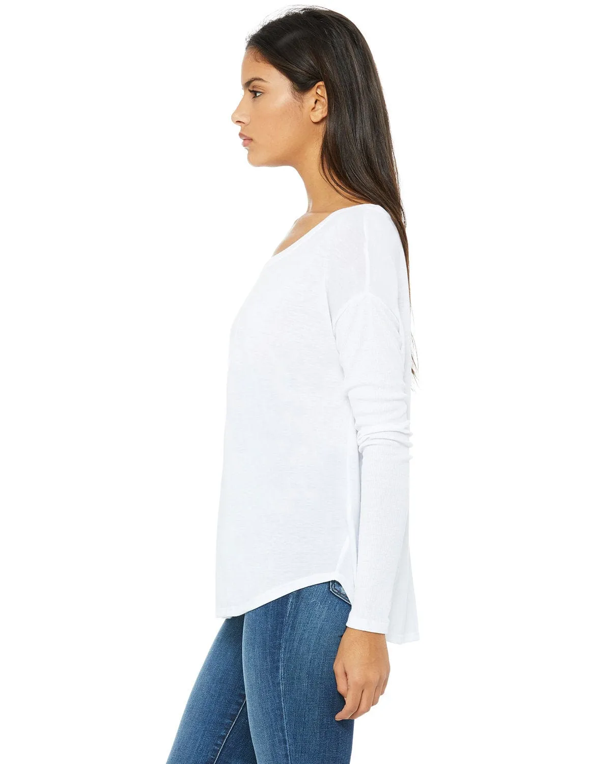 Bella Canvas Ladies Flowy Long Sleeve T-Shirt with 2x1 Sleeves