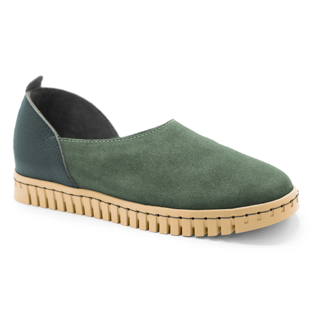 BENDY Loden olive green flat shoes - Italian leather