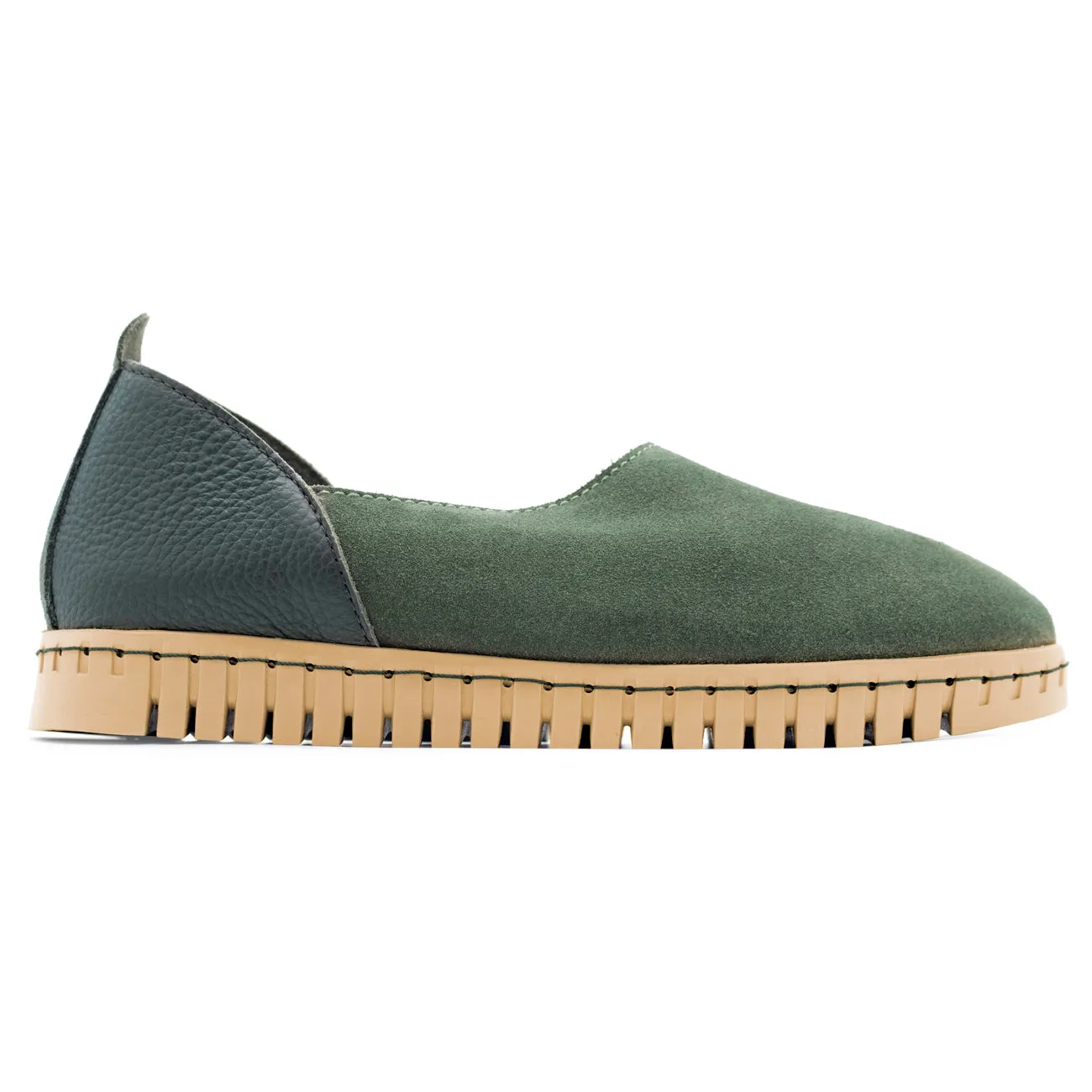 BENDY Loden olive green flat shoes - Italian leather