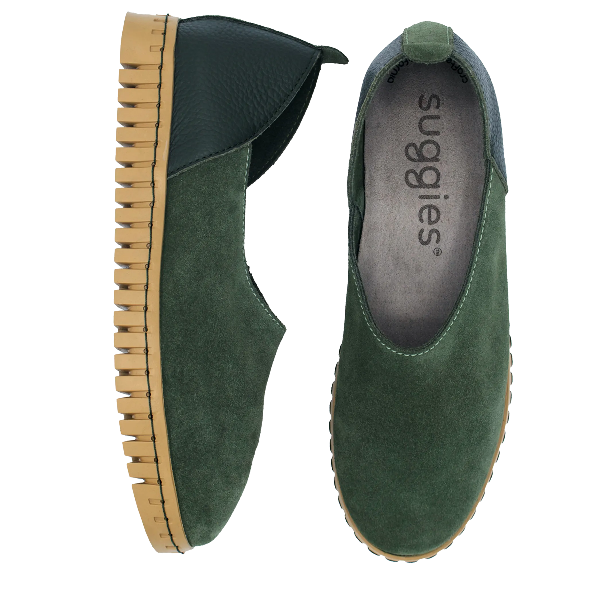 BENDY Loden olive green flat shoes - Italian leather
