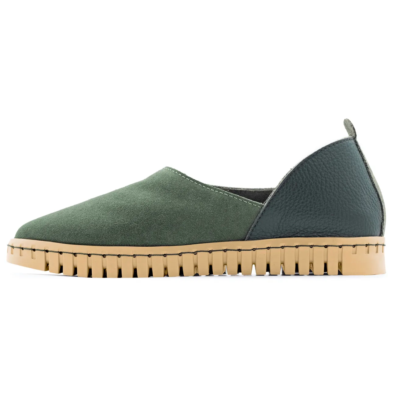BENDY Loden olive green flat shoes - Italian leather