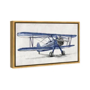 Bertineke Transportation Blue Vintage Aviator Airplanes - Painting Print on Canvas Wade Logan® Size: 24" H x 36" W x 1.5" D Format: Gold Framed Canvas