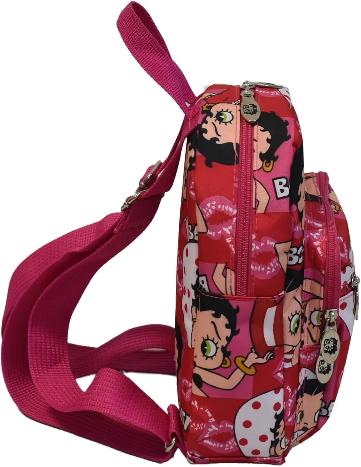 Betty Boop Canvas School mini Backpack Book Pink red Sport Pockets