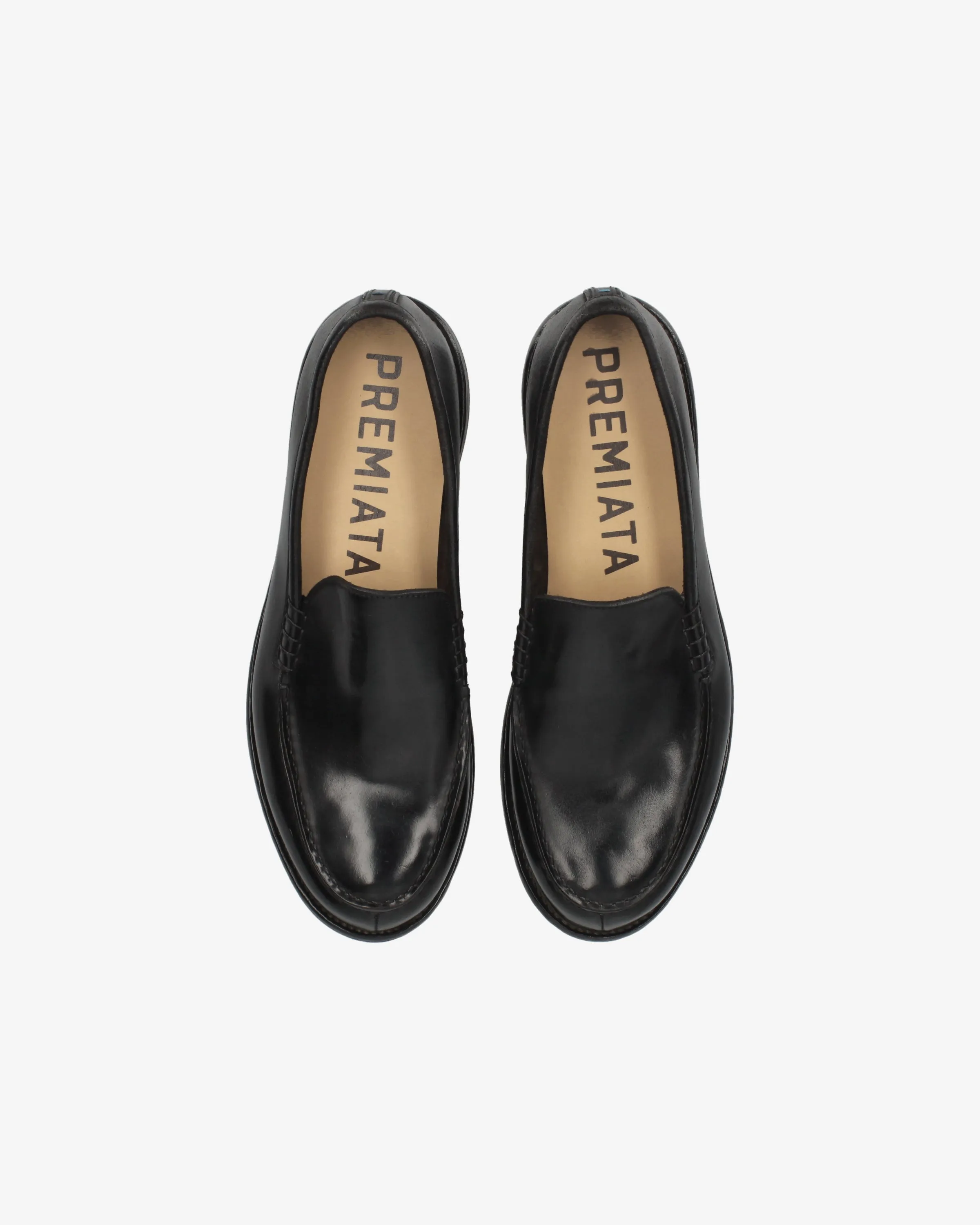 Black Horse Leather Loafer with Leather Sole