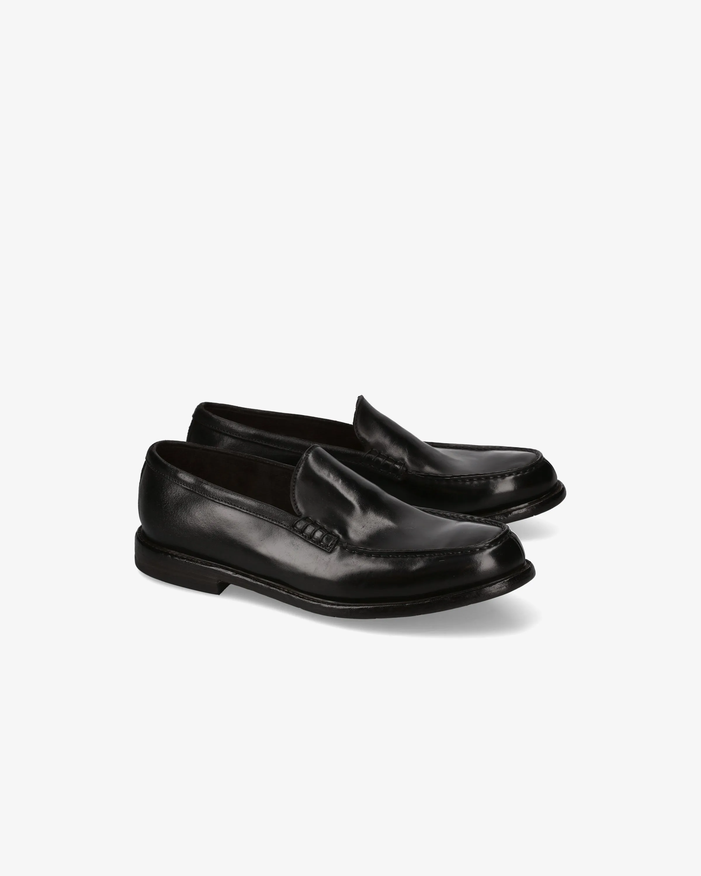 Black Horse Leather Loafer with Leather Sole