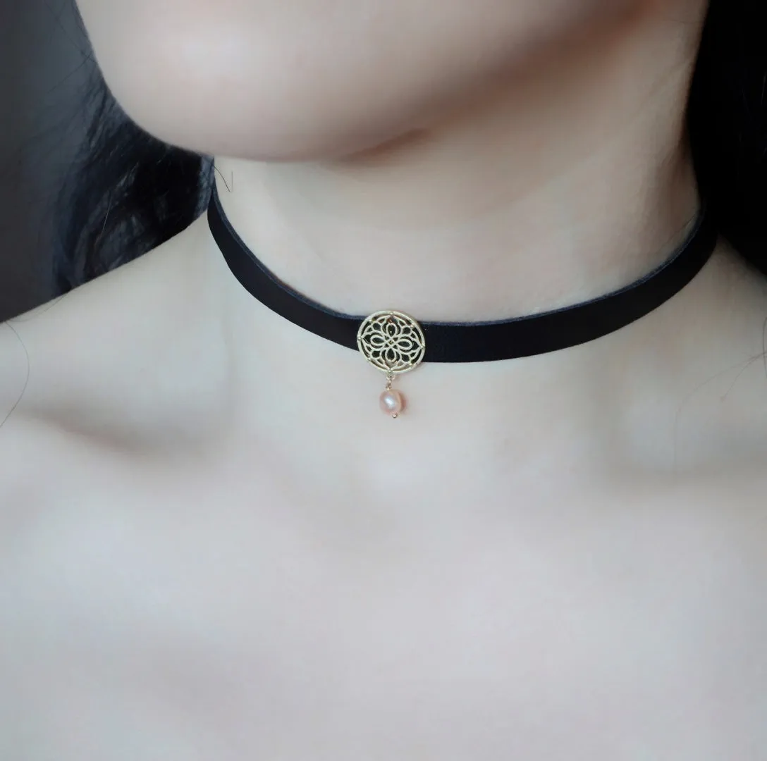 Black Leather Choker Necklace