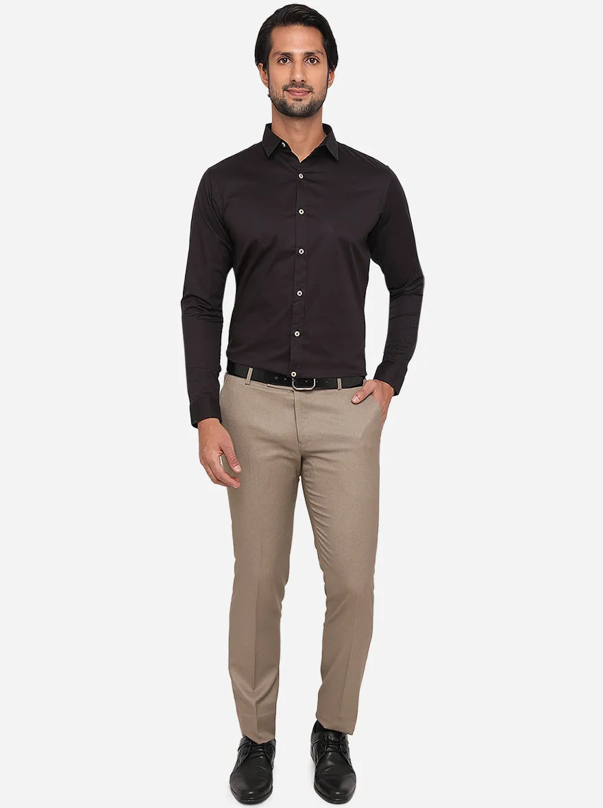 Black Solid Slim Fit Casual Shirt | JadeBlue