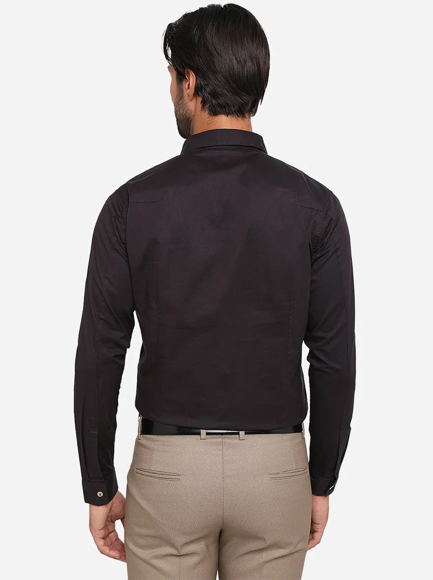 Black Solid Slim Fit Casual Shirt | JadeBlue
