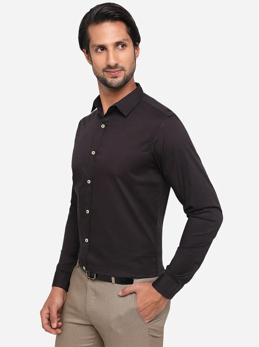 Black Solid Slim Fit Casual Shirt | JadeBlue