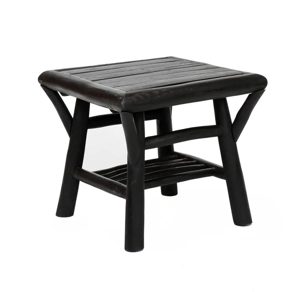 Black Wood Teak Side Table by Bazar Bizar I Boho Decor I SPAFAIR