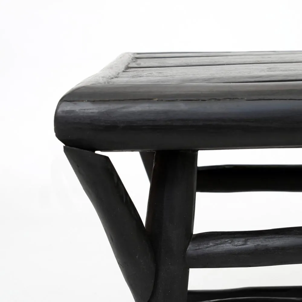 Black Wood Teak Side Table by Bazar Bizar I Boho Decor I SPAFAIR