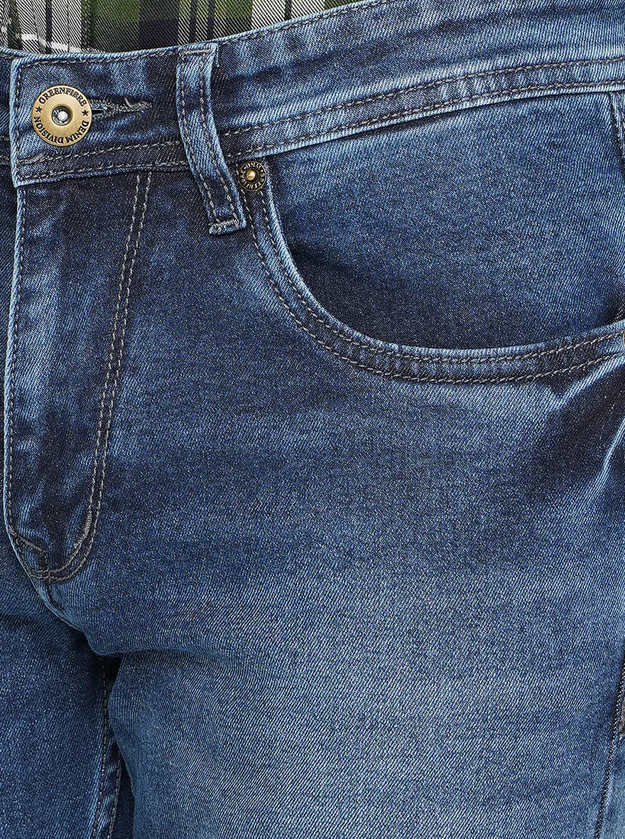 Blue Washed Narrow Fit Jeans | Greenfibre