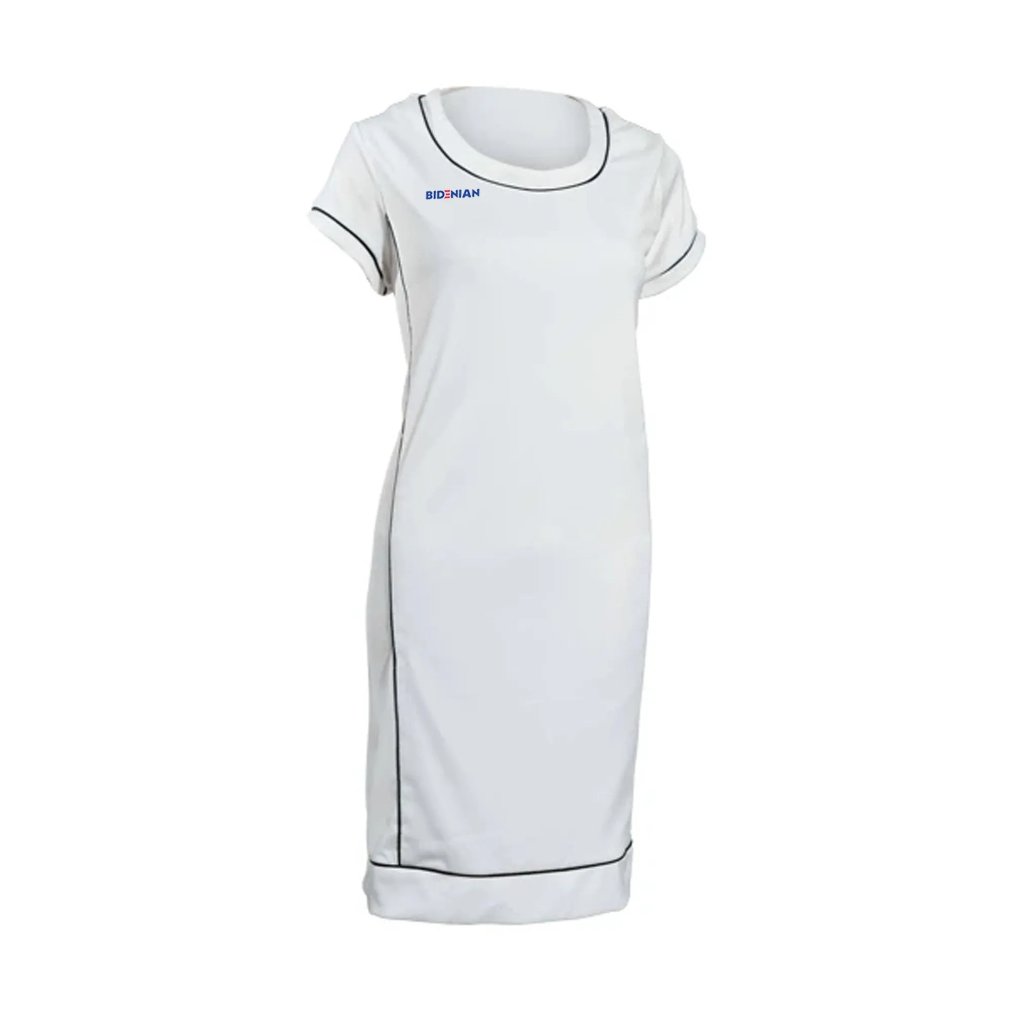 Body Contouring Half-Sleeve Long Polo Top - White