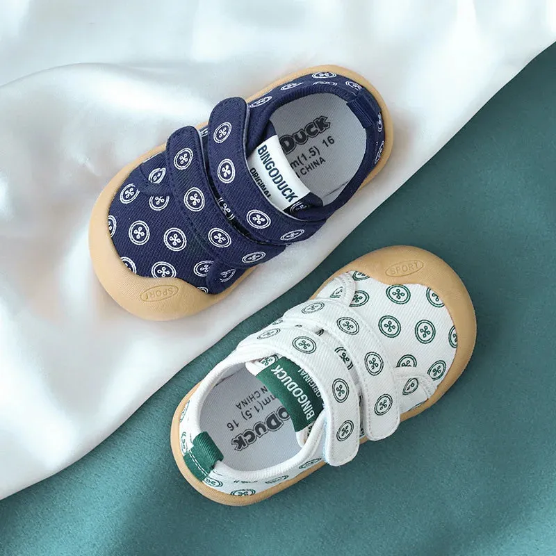 Breathable Material - Printed Shoes With Velcro Fastener For Children