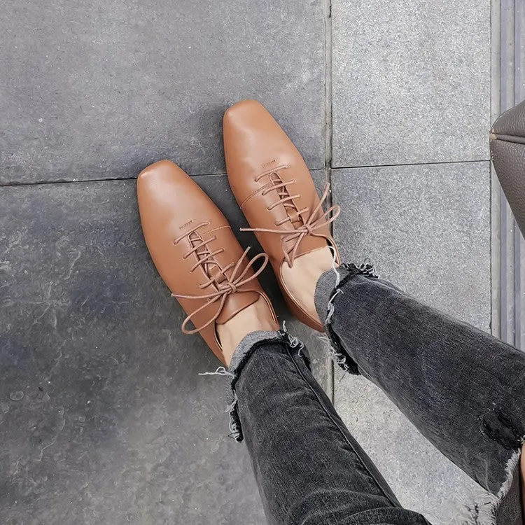 Brown Lace-up Oxford Shoes #001035