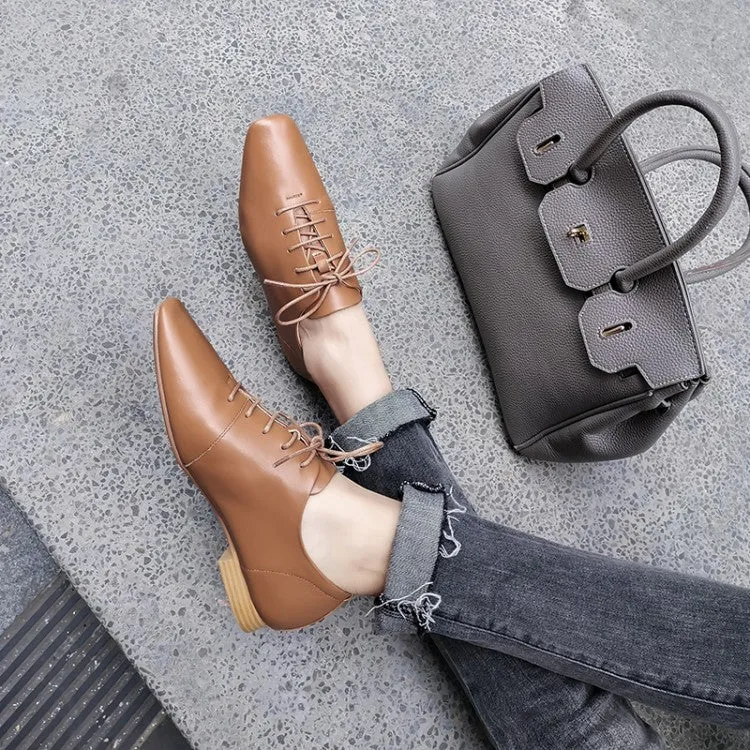 Brown Lace-up Oxford Shoes #001035