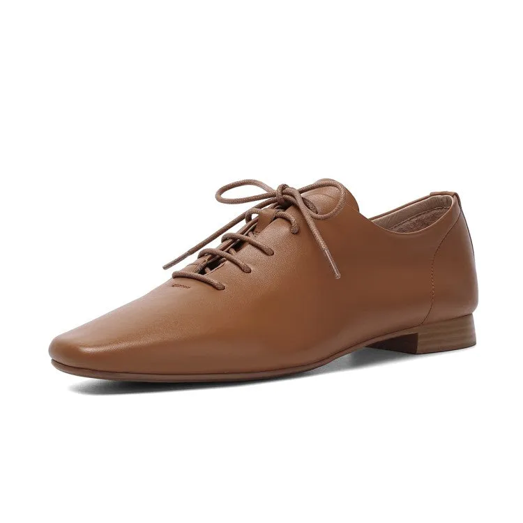 Brown Lace-up Oxford Shoes #001035