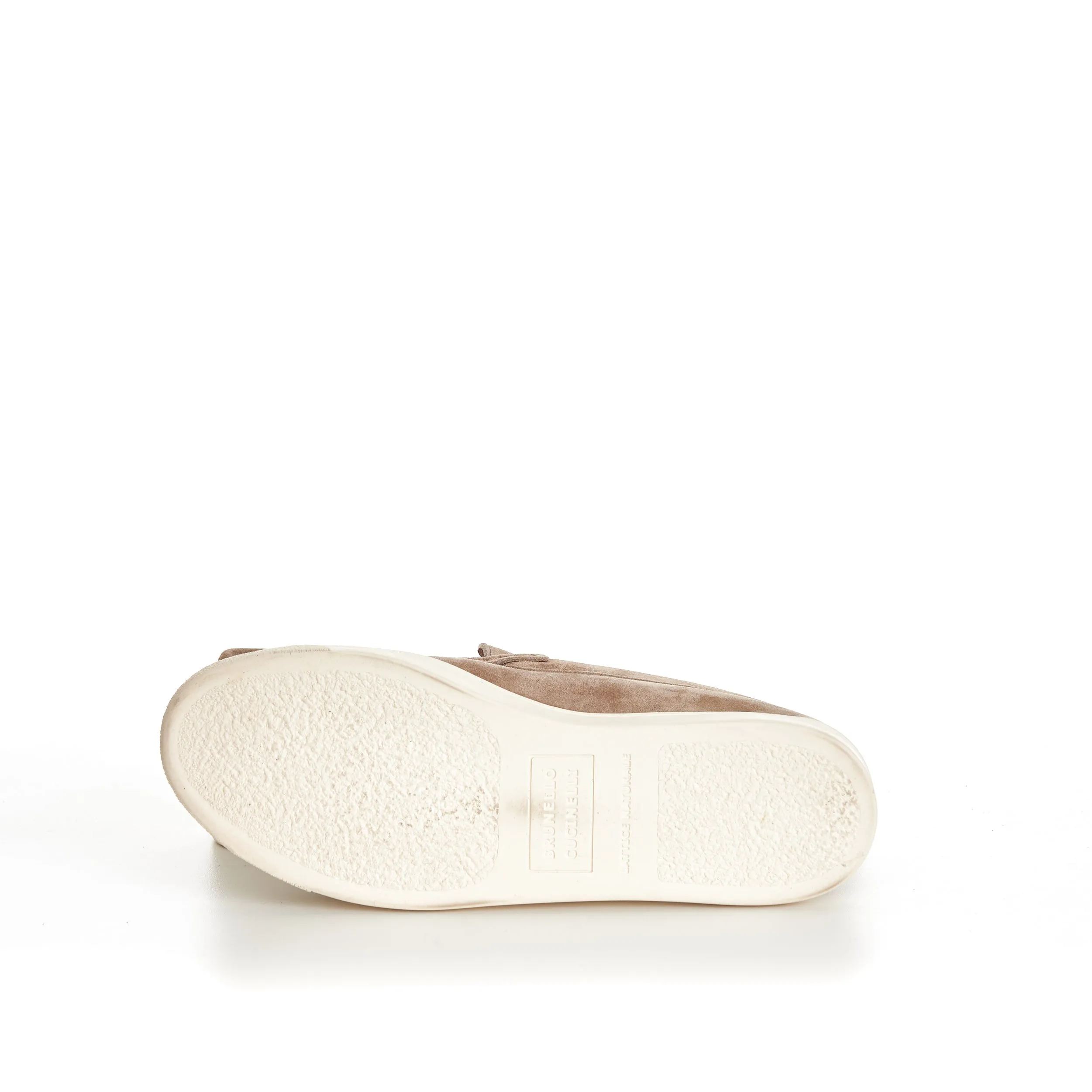 Brown Suede Loafer Sneakers With Natural Rubber Sole
