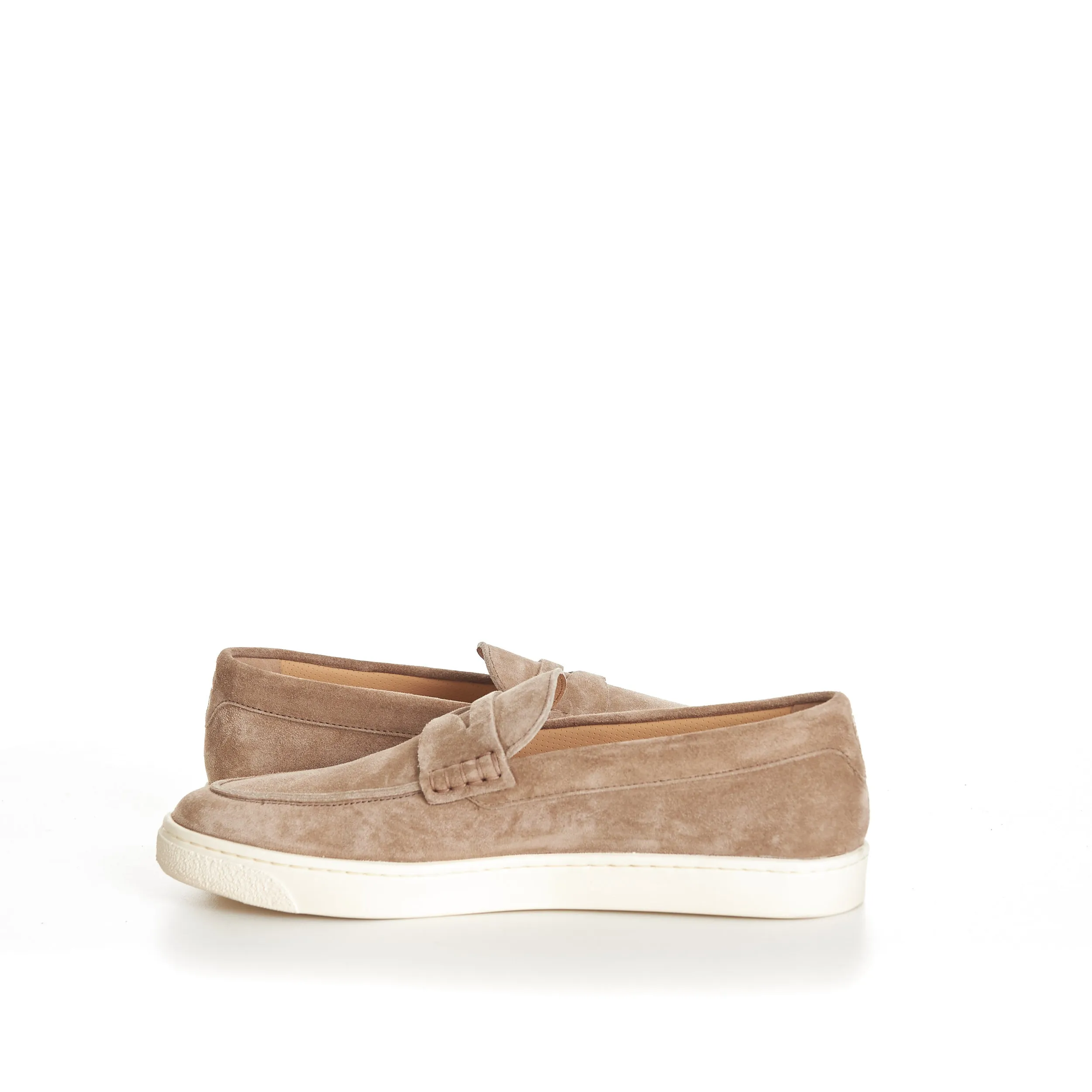 Brown Suede Loafer Sneakers With Natural Rubber Sole