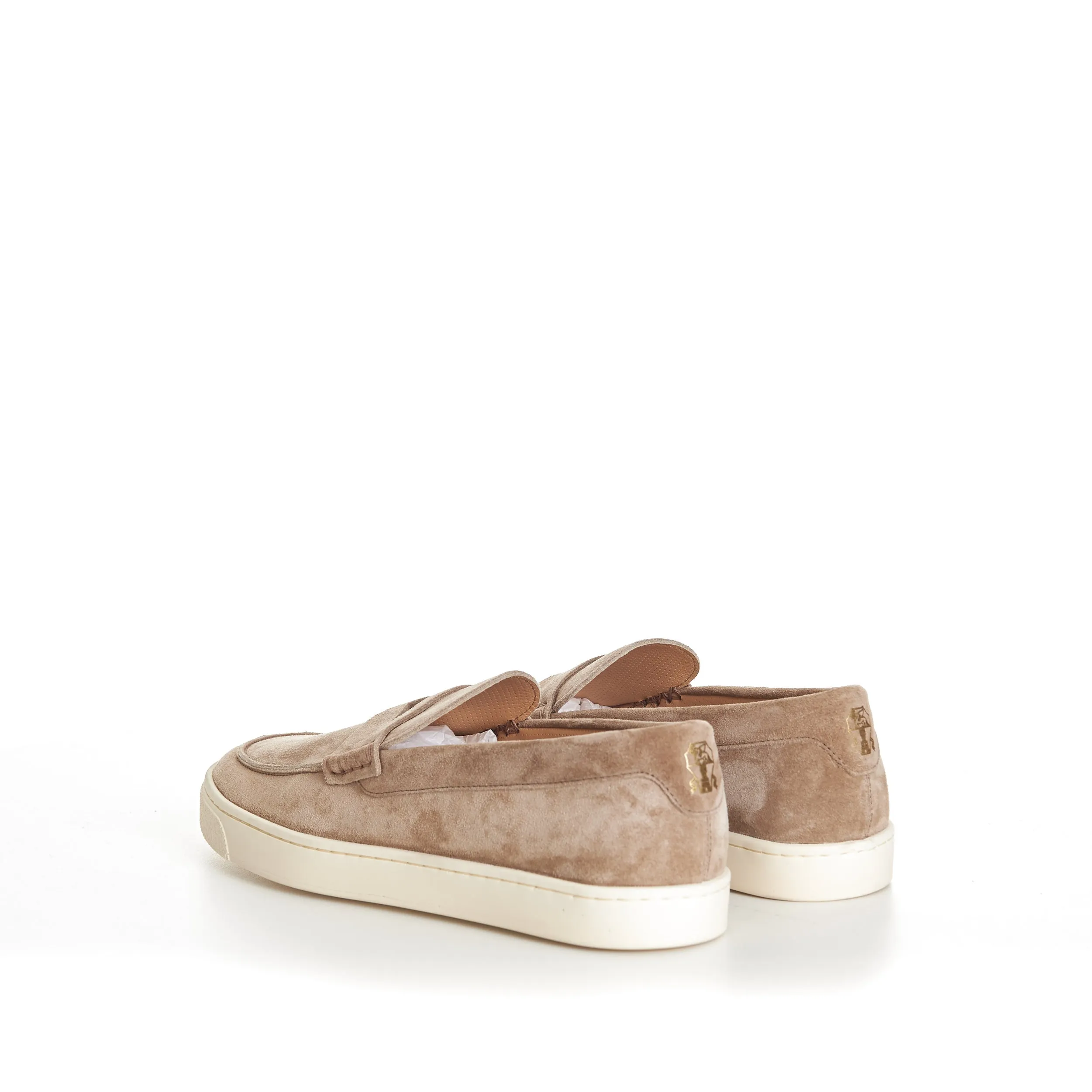 Brown Suede Loafer Sneakers With Natural Rubber Sole