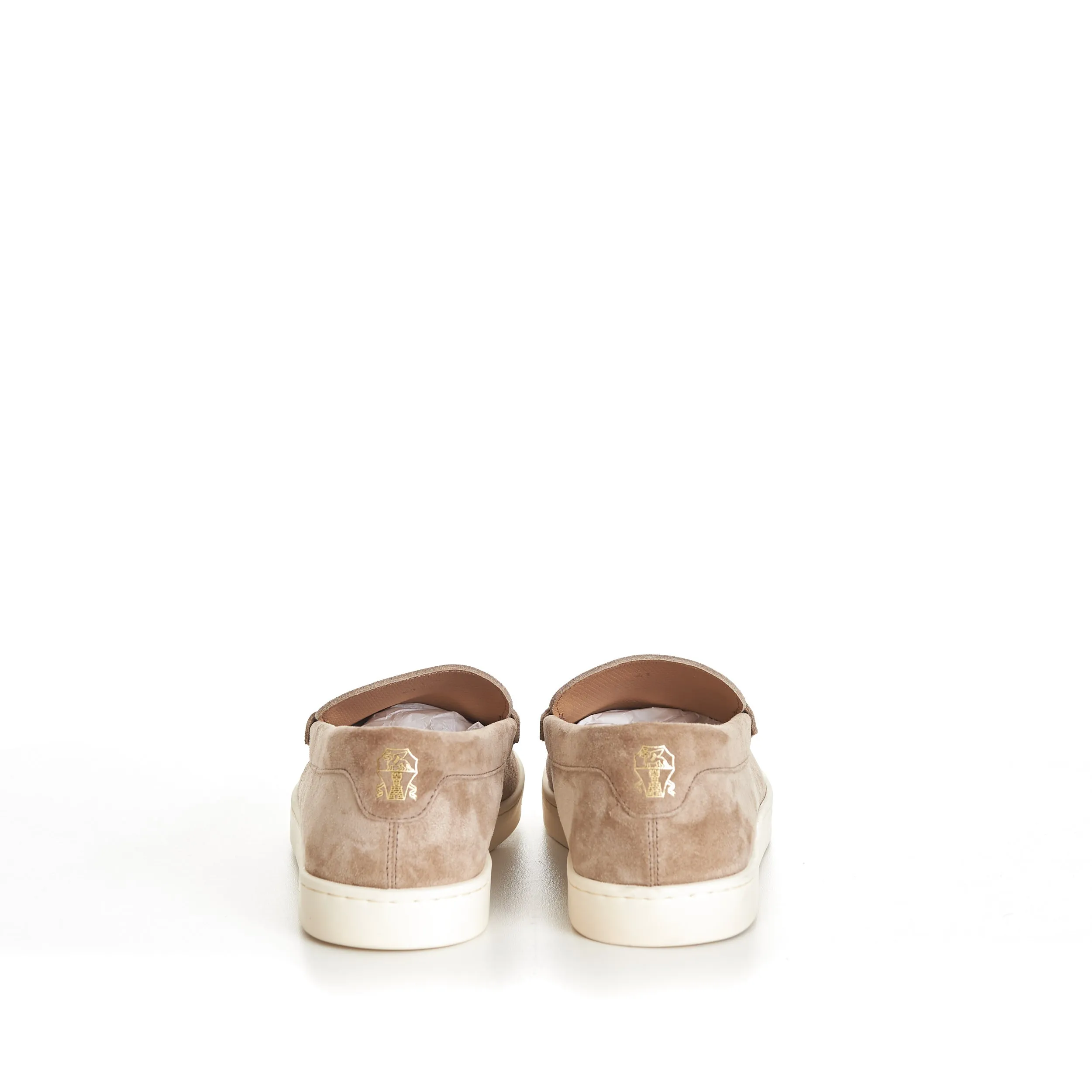Brown Suede Loafer Sneakers With Natural Rubber Sole