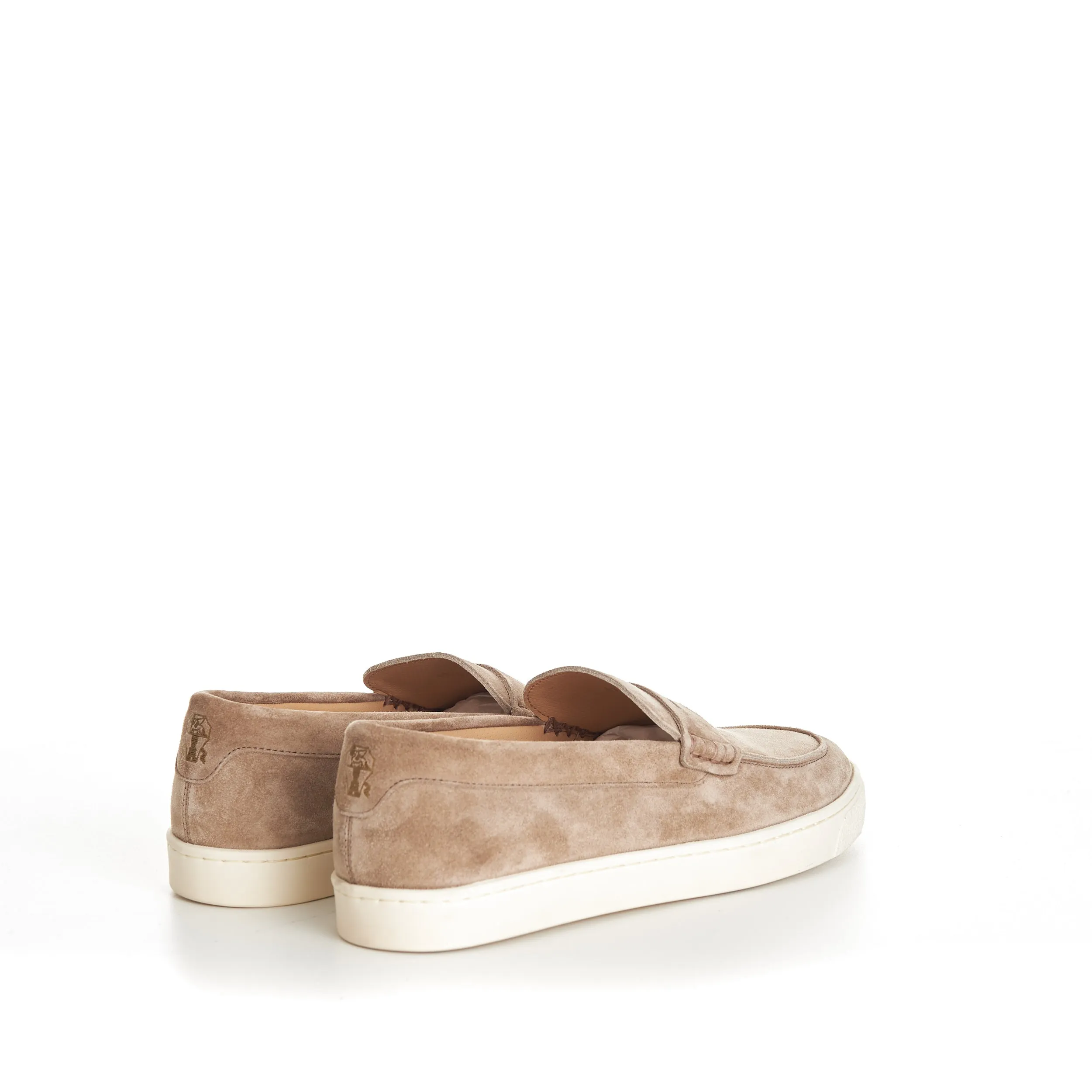 Brown Suede Loafer Sneakers With Natural Rubber Sole