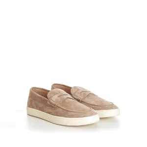 Brown Suede Loafer Sneakers With Natural Rubber Sole