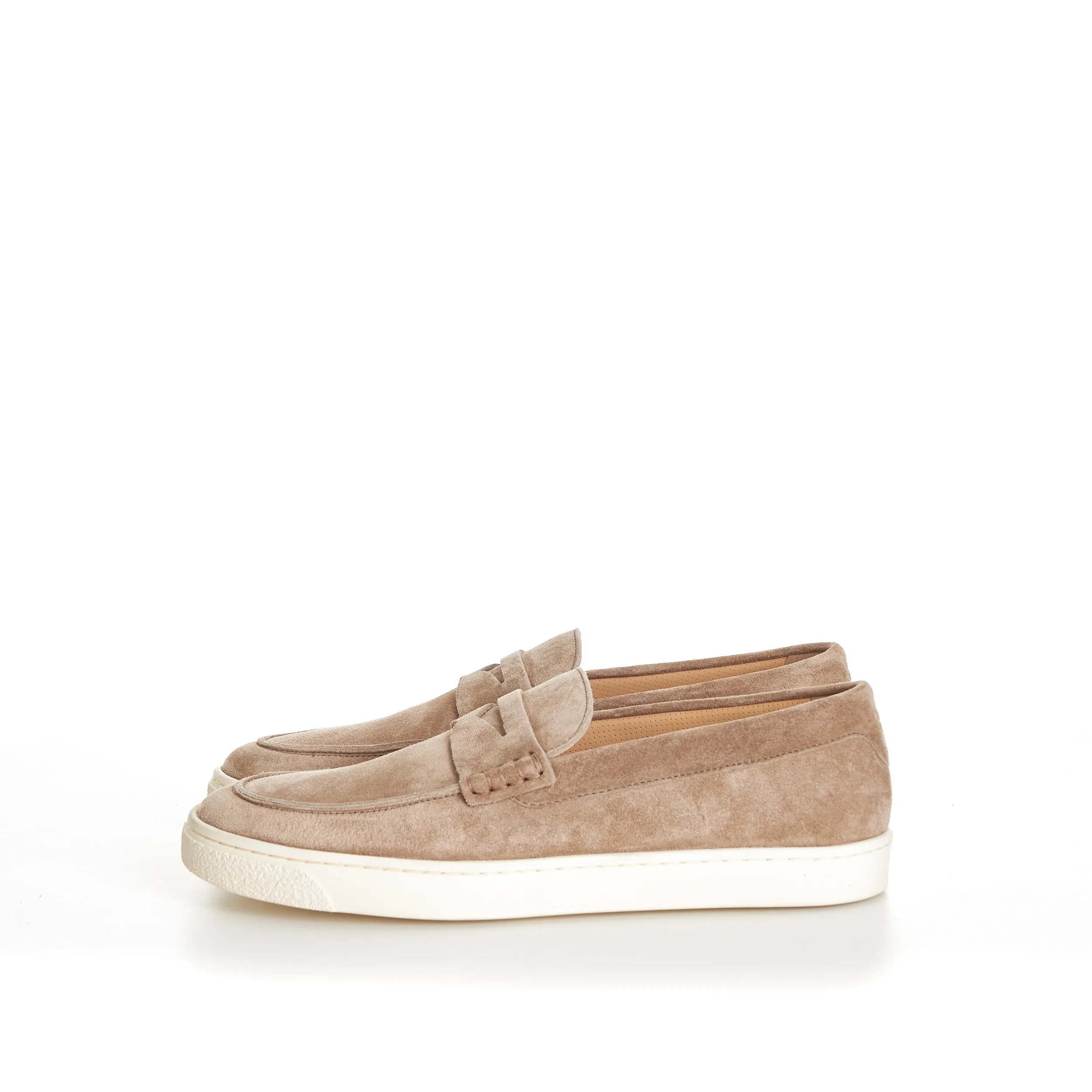 Brown Suede Loafer Sneakers With Natural Rubber Sole