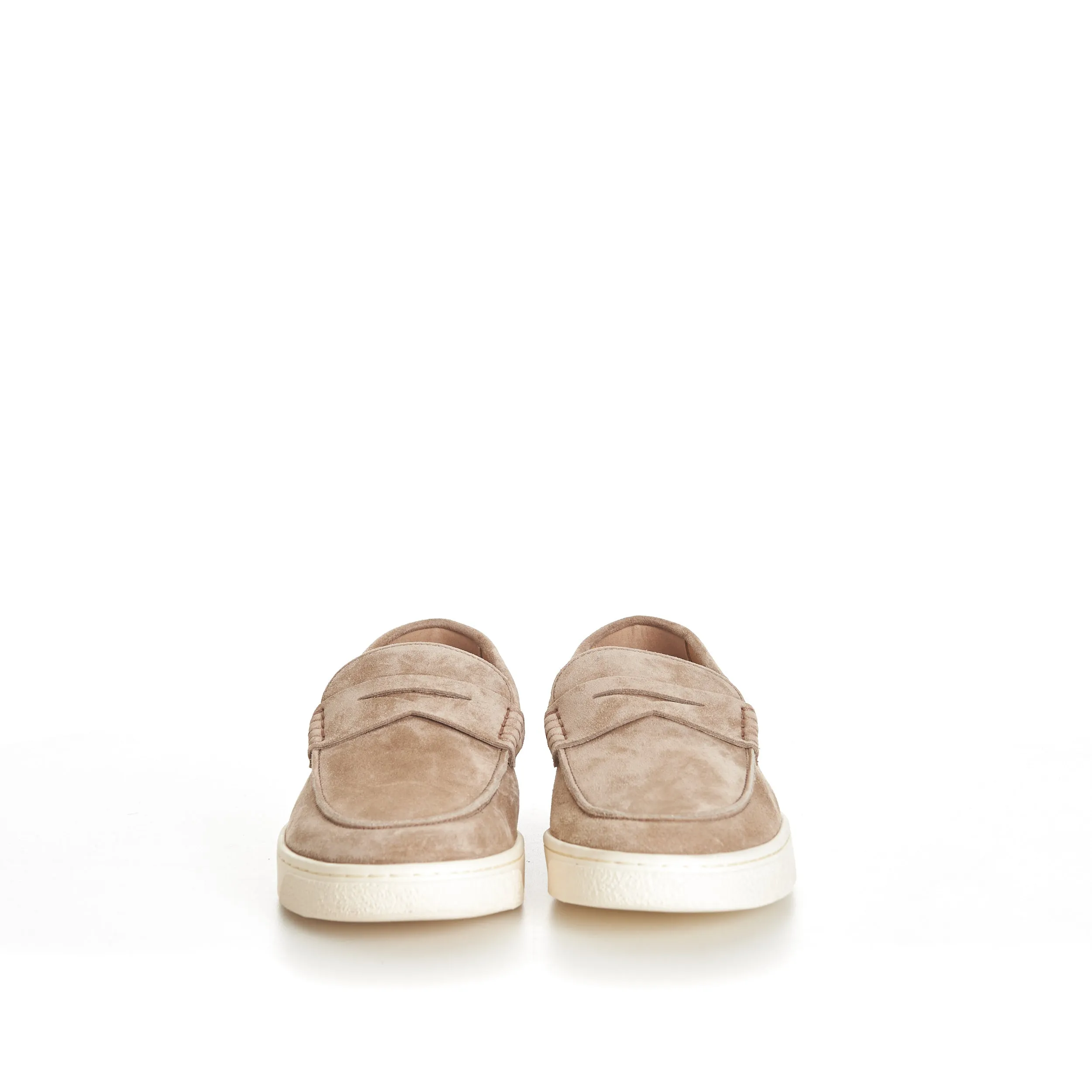 Brown Suede Loafer Sneakers With Natural Rubber Sole