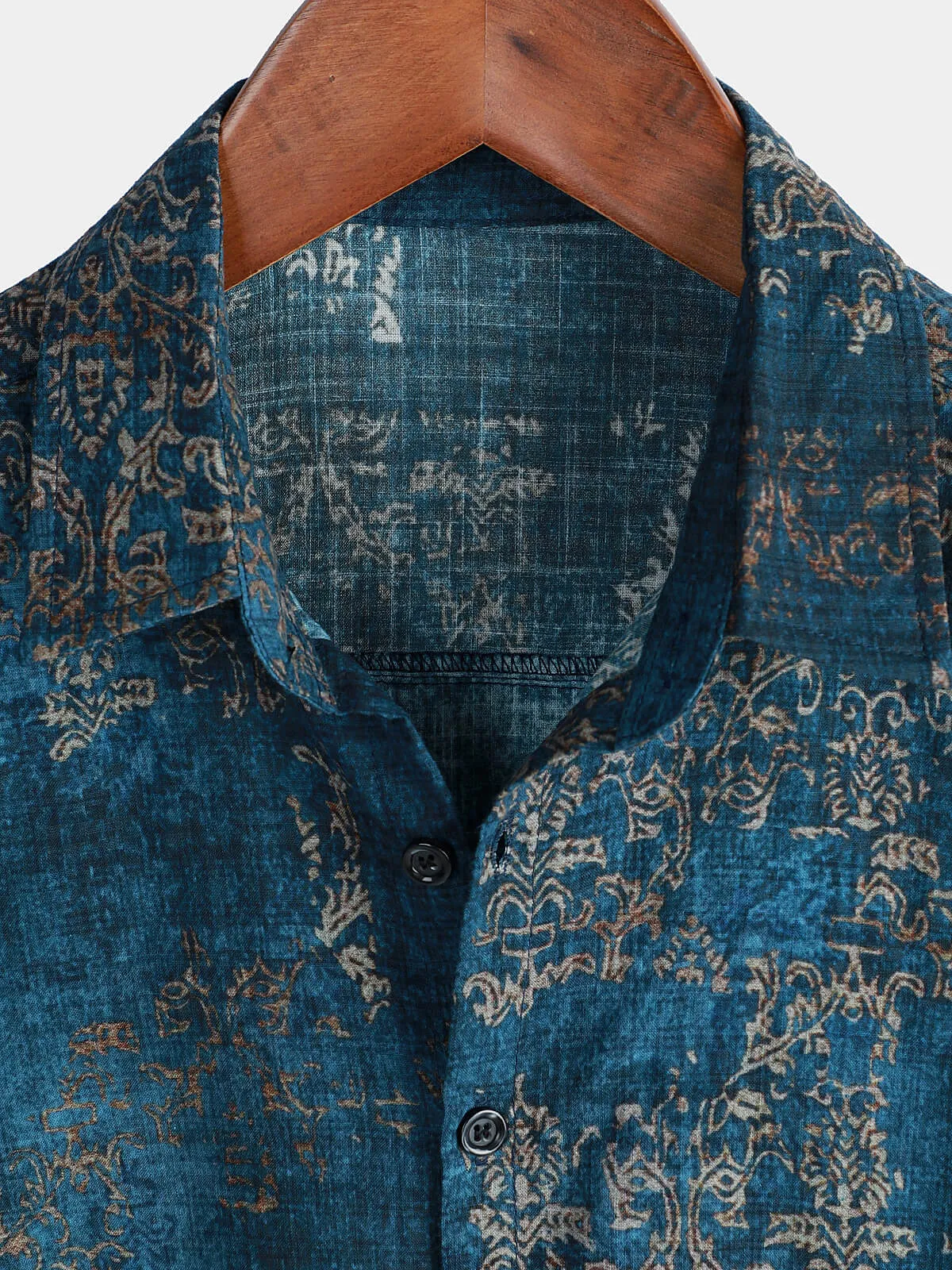 Bundle Of 2 | Men's Retro Print Cotton Button Up Vintage Holiday Short Sleeve Shirts