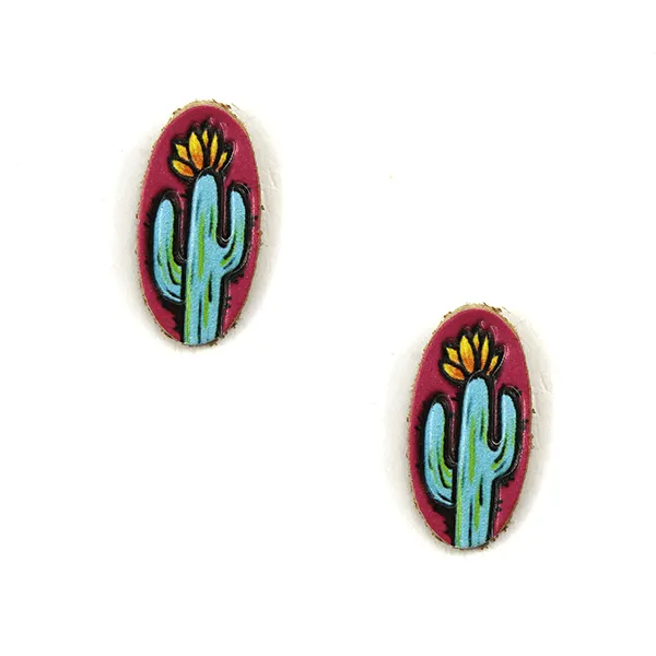 Cactus Oval Stud Earrings