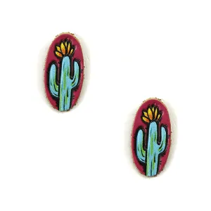 Cactus Oval Stud Earrings
