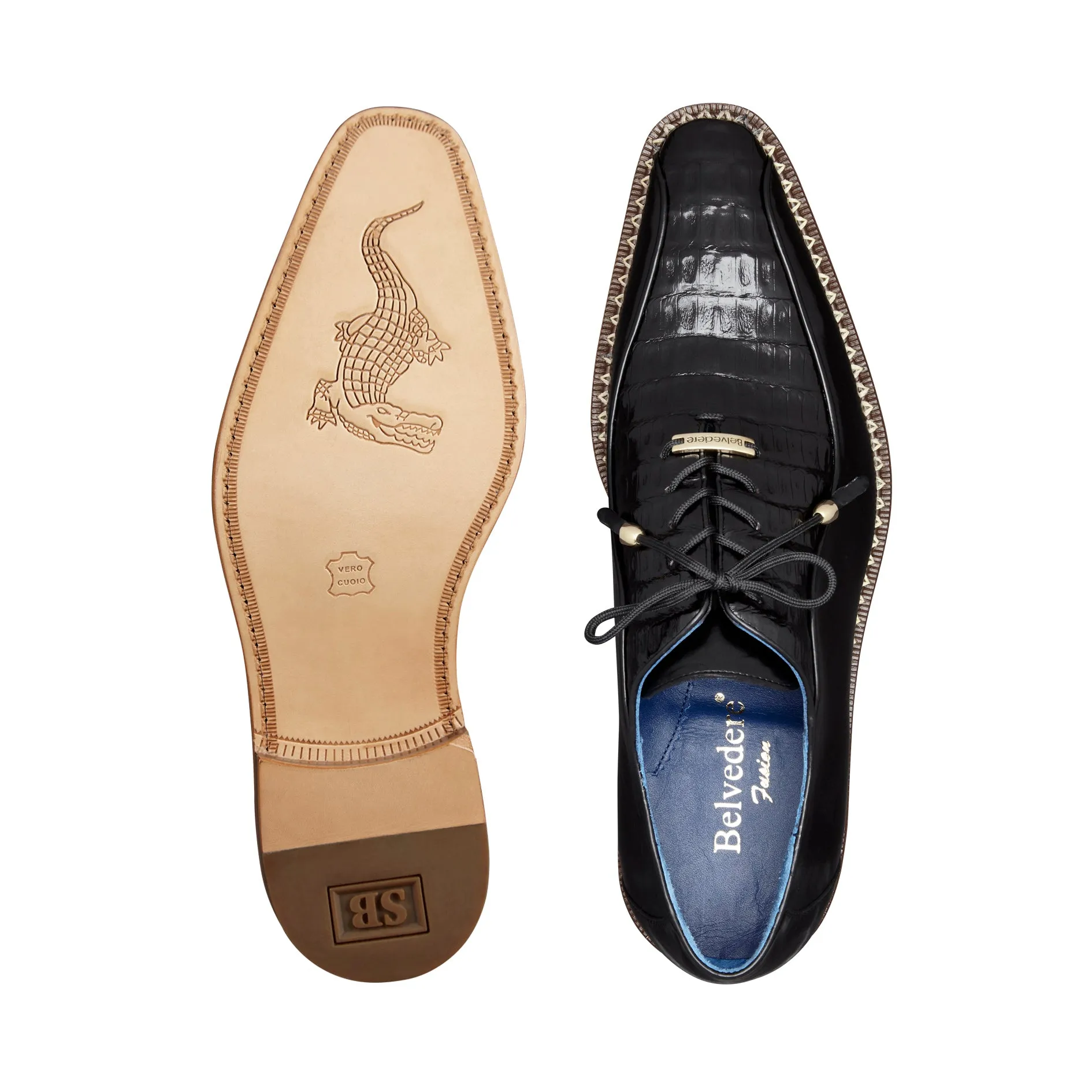 Caiman Lace-Up Dress Shoe  -  Black