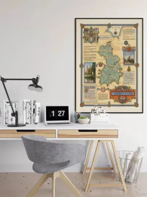 Cambridgeshire Map Poster Print| Vintage Map Wall Art