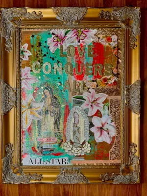 Canvas Guadalupana Collage Art Love Conquers ALL