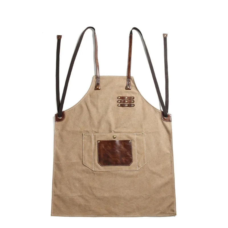 Canvas With Leather Shop Apron Durable Work Apron Craftsman Apron Studio Apron Unisex Apron Adjustable Apron FX888055