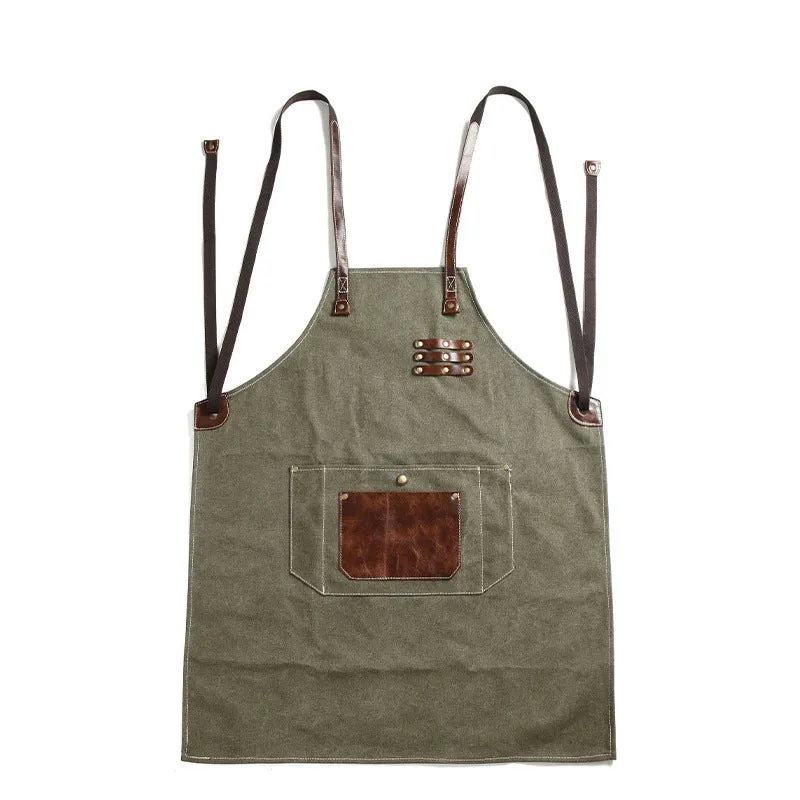 Canvas With Leather Shop Apron Durable Work Apron Craftsman Apron Studio Apron Unisex Apron Adjustable Apron FX888055