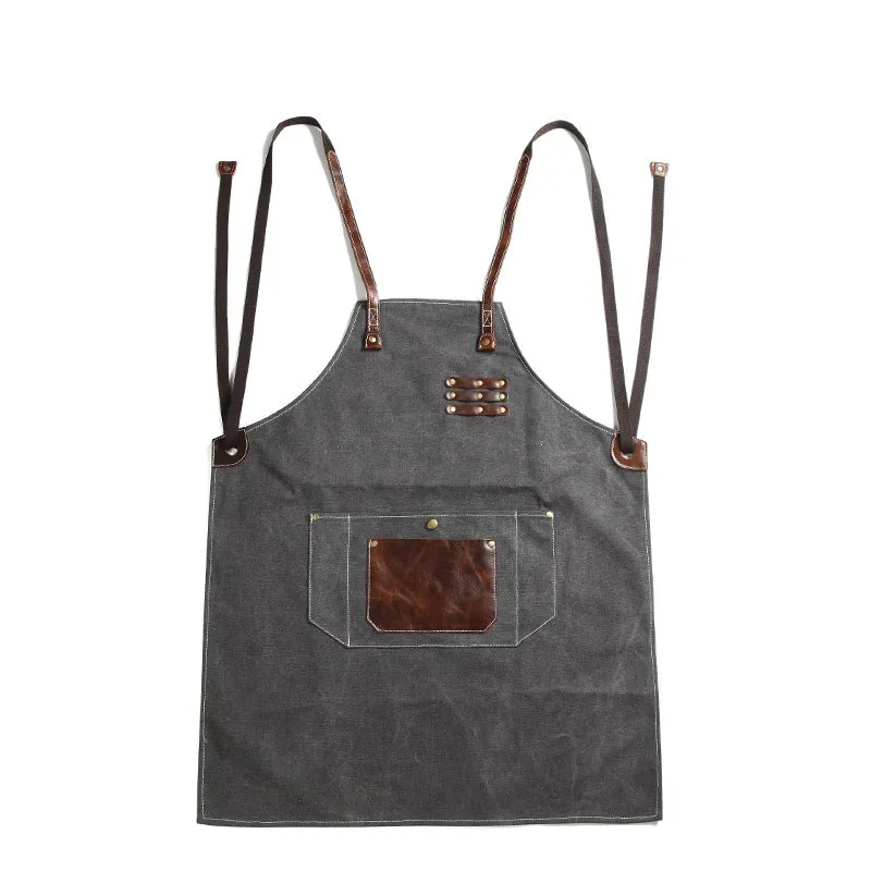 Canvas With Leather Shop Apron Durable Work Apron Craftsman Apron Studio Apron Unisex Apron Adjustable Apron FX888055