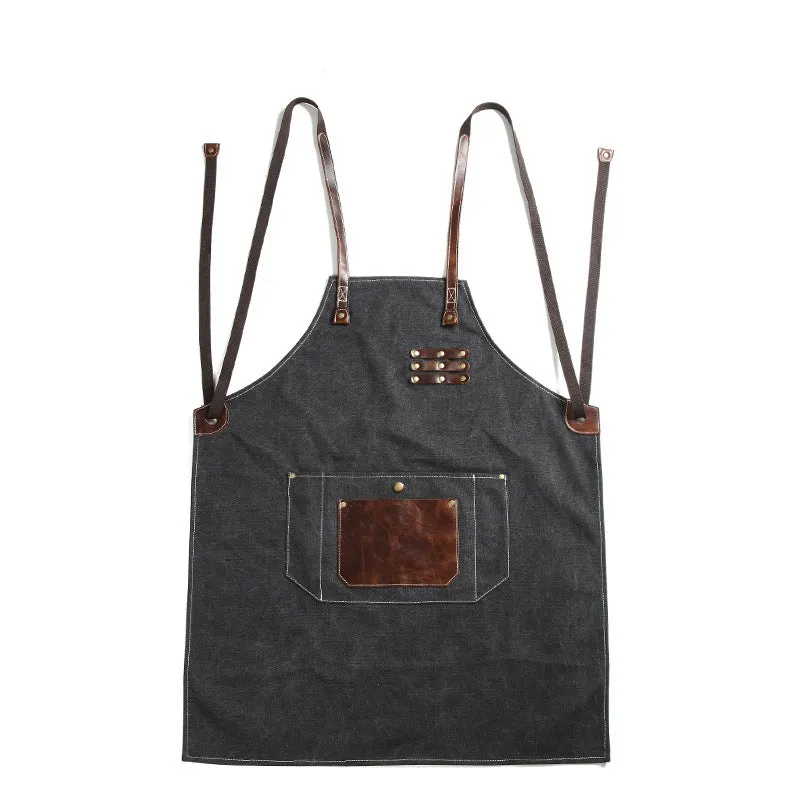 Canvas With Leather Shop Apron Durable Work Apron Craftsman Apron Studio Apron Unisex Apron Adjustable Apron FX888055