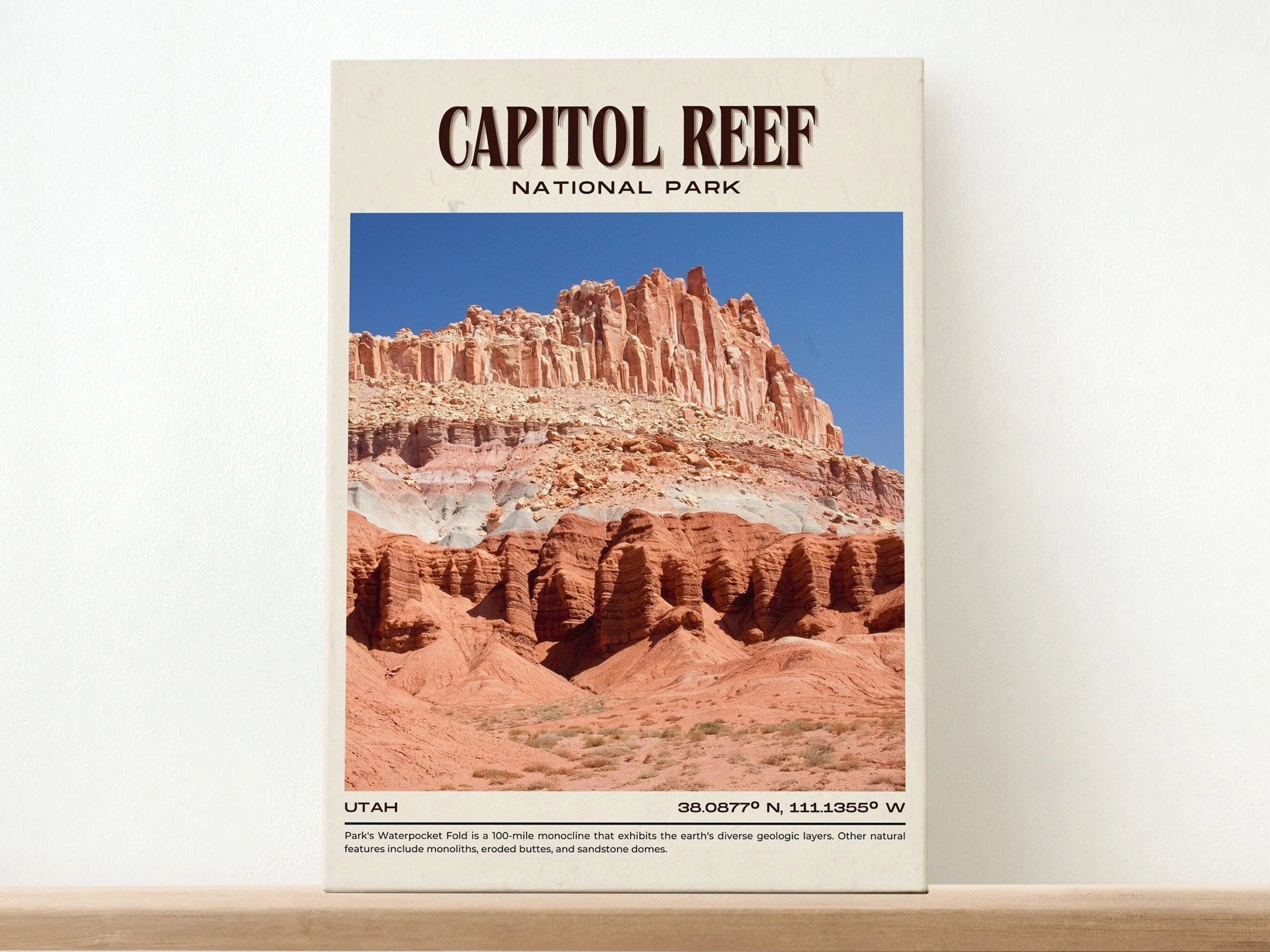 Capitol Reef National Park Vintage Wall Art, Utah, USA