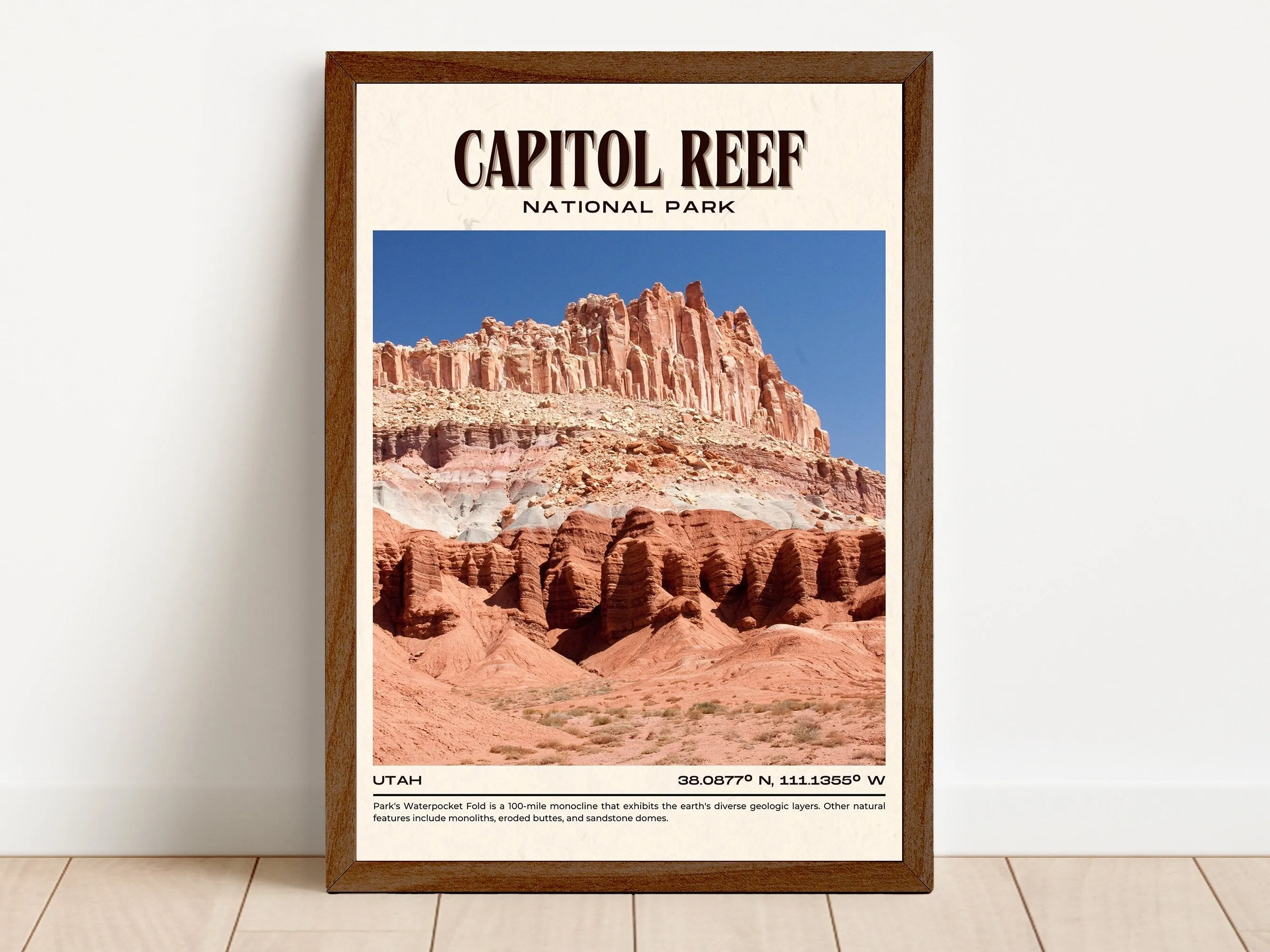 Capitol Reef National Park Vintage Wall Art, Utah, USA